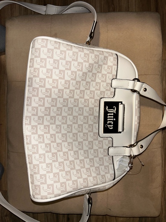 Juicy Couture Handbags - Juicy Couture White & Blush Monogram Shoulder Bag